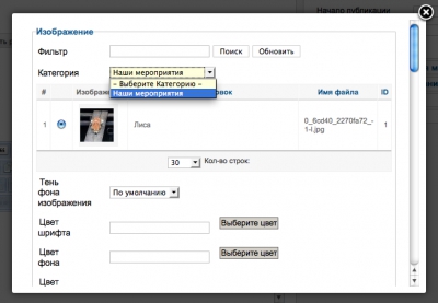 Выбор категории